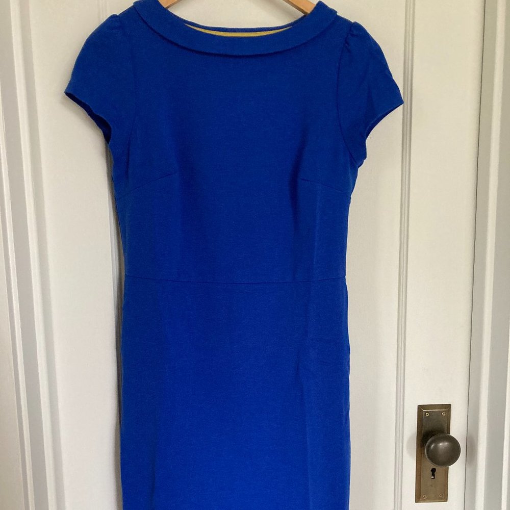 Boden cobalt blue rolled collar dress size 8